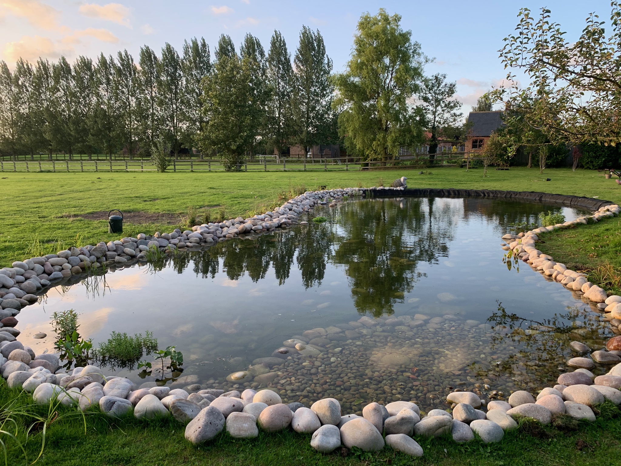 photo of a fully installed pond liner