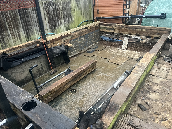 Koi pond work in progress 1