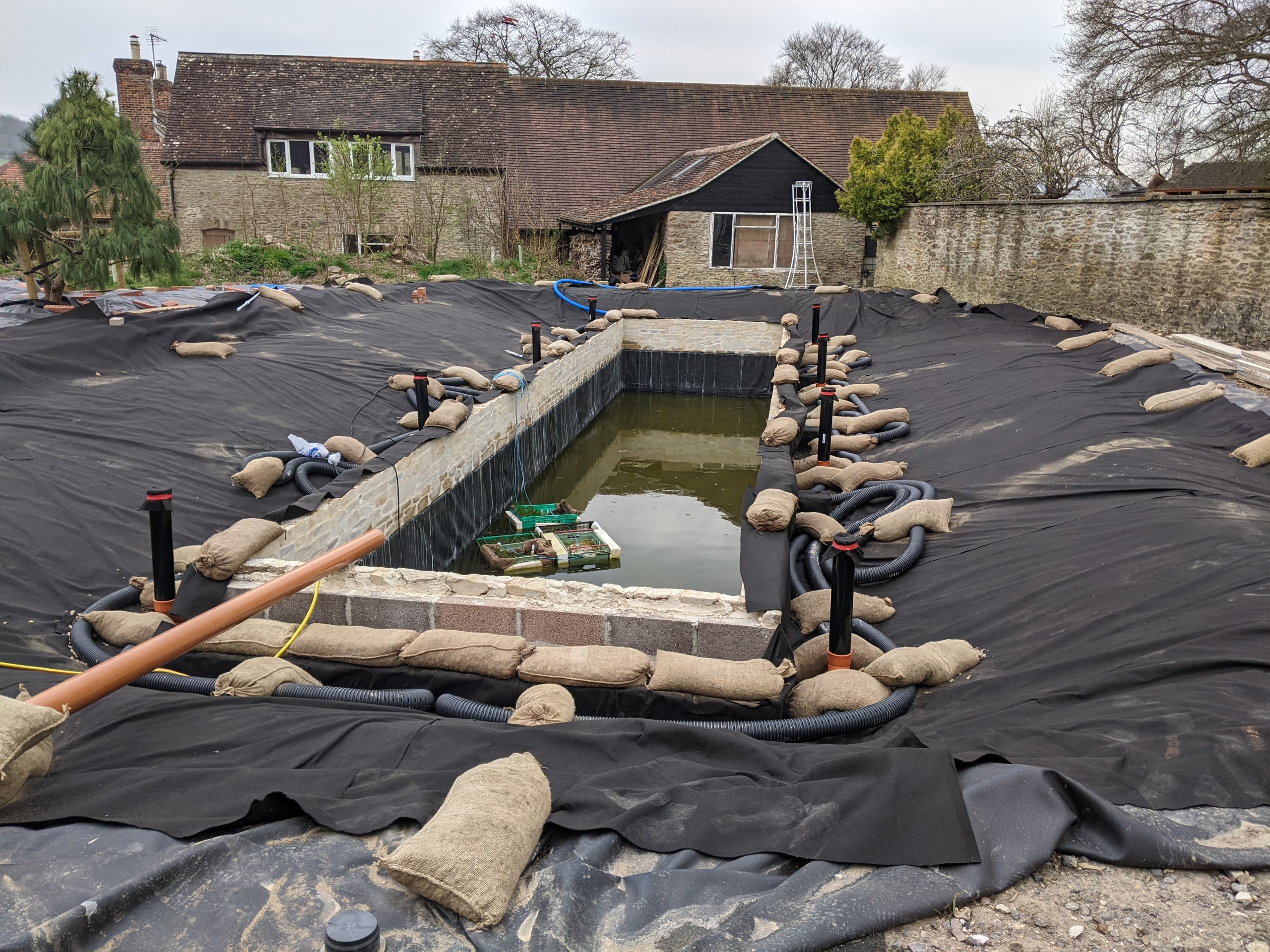 Pond during the build
